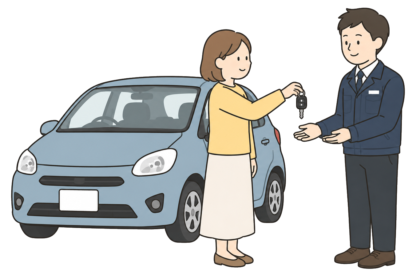 車のキーを手渡して売却相談するイメージ
